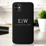Capa Para iPhone 11 Monograma Moderno Minimalista Preto e Branco<br><div class="desc">Apresentando nossa Coleção de Monogramas Modernos Minimalistas Pretos e Brancos: adote simplicidade e sofisticação com nossos designs minimalistas, curados para elevar seu estilo sem esforço. Feita de olho na estética moderna, essa coleção apresenta designs negras e brancos elegantes, acentuados por monogramas personalizados. De papelaria chic a acessórios versáteis, nossa coleção...</div>