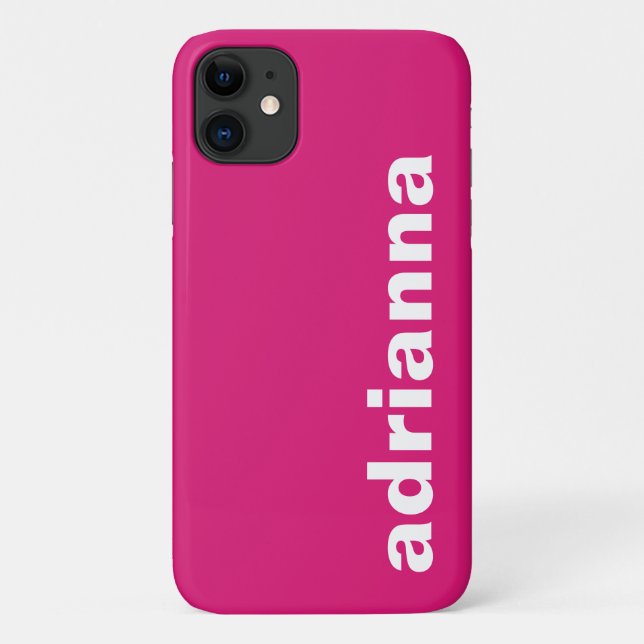 Capa Para iPhone 11 Monograma Moderno Rosa Vibrante (Verso)