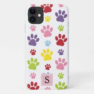 Capa Para iPhone 11 Monograma - Peças Coloridas, Traços De Cães, Tr