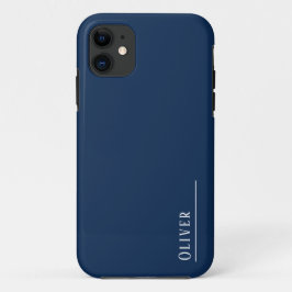 Capa Para iPhone 11 Monograma personalizado, azul marinho moderno