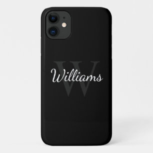 Capa Para iPhone 11 Monograma personalizado clássico e nome preto