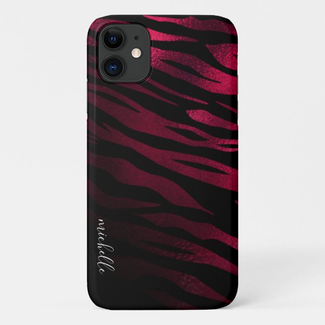 Capa Para iPhone 11 Monograma Personalizado de Bandeiras de Tigre (Verso)
