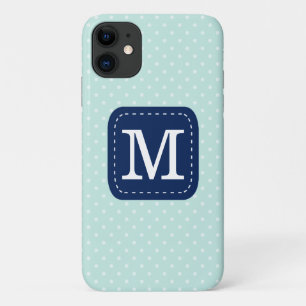 Capa Para iPhone 11 Monograma Personalizado de Padrão de Bolinhas de 