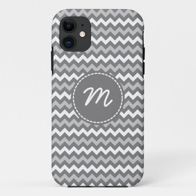 Capa Para iPhone 11 Monograma Personalizado de Padrão de Cevão Branco  (Verso)