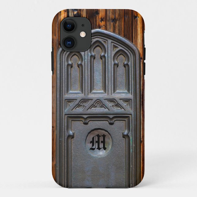 Capa Para iPhone 11 Monograma Personalizado do Arco Gótico Tudor de Br (Verso)