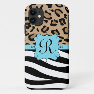 Capa Para iPhone 11 Monograma personalizado impressão do leopardo e d