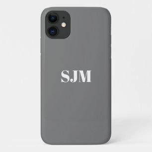 Capa Para iPhone 11 Monograma personalizado minimalista branco cinza