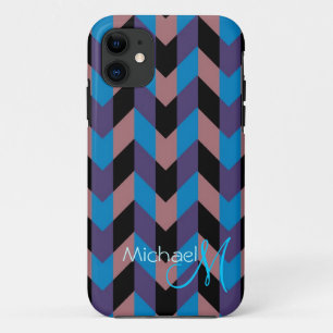 Capa Para iPhone 11 Monograma Personalizado Modern Chevron Zigzag 8