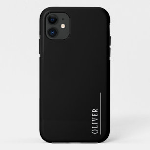 Capa Para iPhone 11 Monograma personalizado, preto e branco moderno