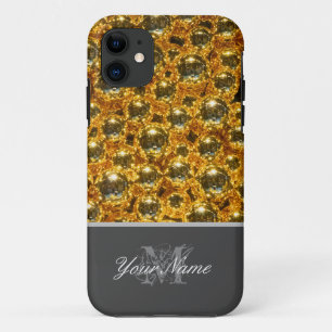 Capa Para iPhone 11 Monograma personalizável com bolas de natal de our