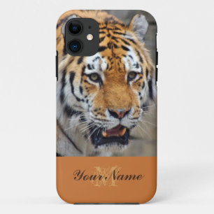 Capa Para iPhone 11 Monograma personalizável com um tigre majestoso!