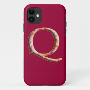 Capa Para iPhone 11 Monograma Q em Rosa Padrão Iphone 5 Caso