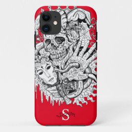 Capa Para iPhone 11 Monograma Red Skeleton Court Jester Case-Mate iPho