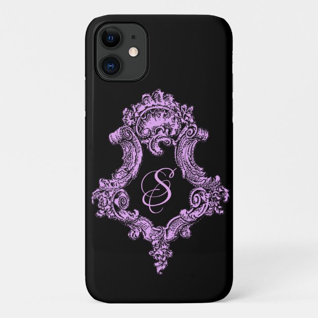 Capa Para iPhone 11 Monograma romeno cor-de-rosa Gótico (Verso)