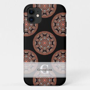 Capa Para iPhone 11 Monograma Safari Sunset Bohemian Bolinhas Mandala