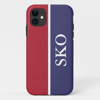 Capa Para iPhone 11 Monograma Vermelho e Branco Azul com Strike