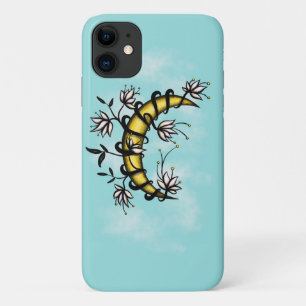 Capa Para iPhone 11 Moon Crescente Embalado Em Estilo De Tatuagem De F