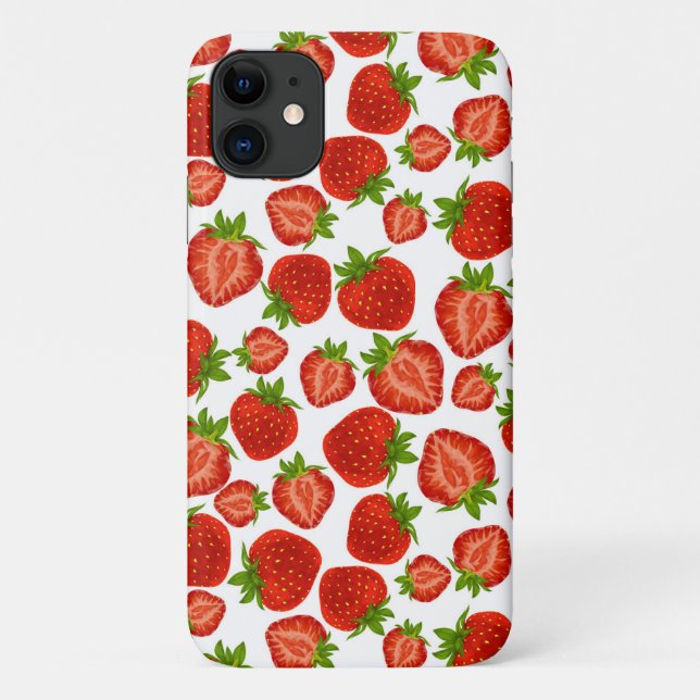 Capa Para iPhone 11 Morango Morangos Padrão Vermelho (Verso)
