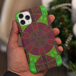 Capa Para iPhone 11 Mosaic Kaleidoscope Flower Pink Green and Yellow