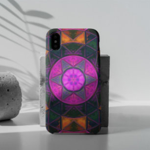 Capa Para iPhone 11 Mosaic Kaleidoscope Flower Pink Purple and Orange