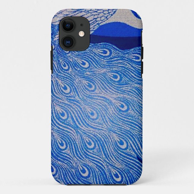 Capa Para iPhone 11 Mosaico azul do pavão (Verso)