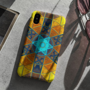 Capa Para iPhone 11 Mosaico Caleidoscópio Flor Amarelo e Azul