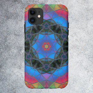 Capa Para iPhone 11 Mosaico Caleidoscópio Flor Arco-Íris