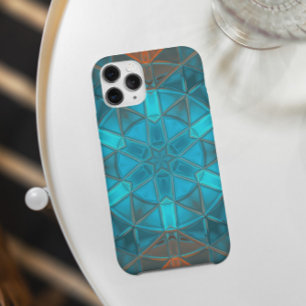 Capa Para iPhone 11 Mosaico Caleidoscópio Flor Laranja e Azul
