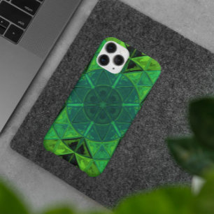 Capa Para iPhone 11 Mosaico Caleidoscópio Flor Verde
