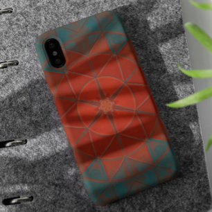 Capa Para iPhone 11 Mosaico Caleidoscópio Flor Vermelho e Azul