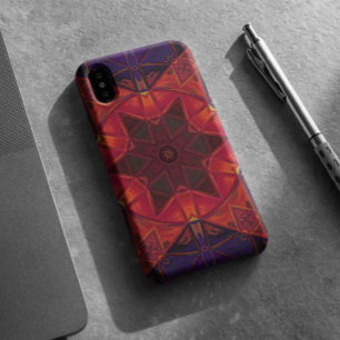 Capa Para iPhone 11 Mosaico Caleidoscópio Flor Vermelho e Roxo