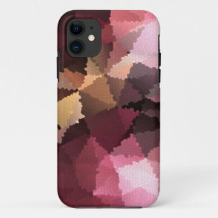 Capa Para iPhone 11 Mosaico em cores castanho-rosa e amarela