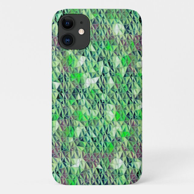 Capa Para iPhone 11 Mosaico em triângulos verdes com tons gradiente t (Verso)