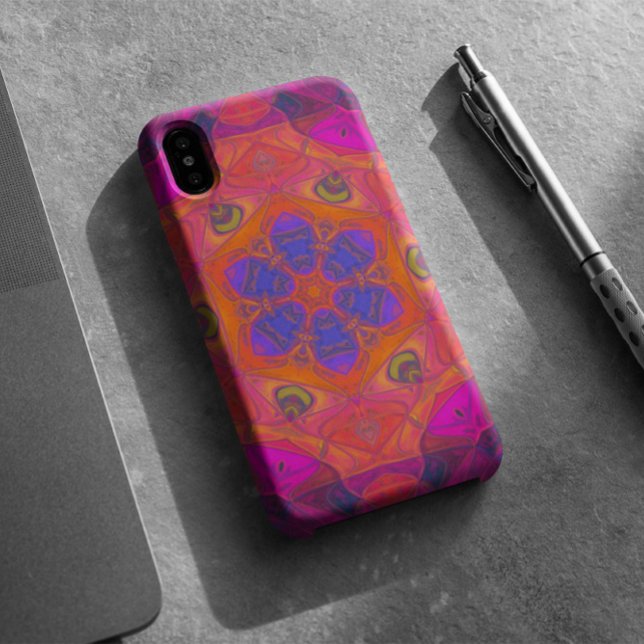 Capa Para iPhone 11 Mosaico Flor Laranja Flor, Púrpura e Rosa (Criador carregado)