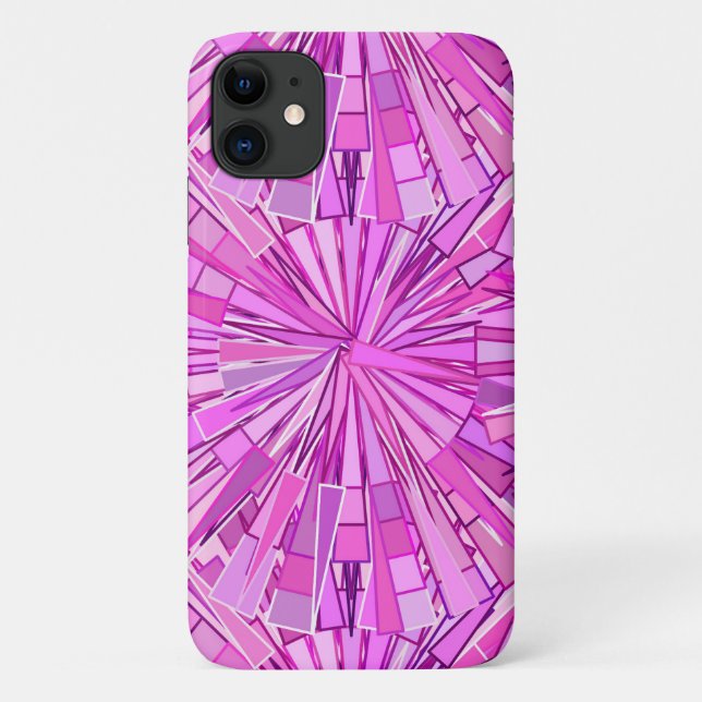Capa Para iPhone 11 Mosaico Geométrico Moderno, Violeta e Orquídea (Verso)