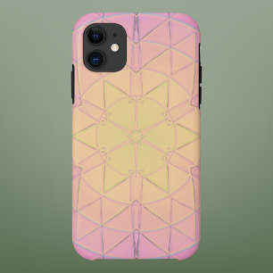 Capa Para iPhone 11 Mosaico Mandala Amarelo e Rosa