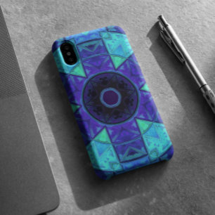 Capa Para iPhone 11 Mosaico Mandala Azul e Roxo