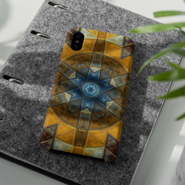 Capa Para iPhone 11 Mosaico Mandala Flor Amarelo e Azul (Criador carregado)
