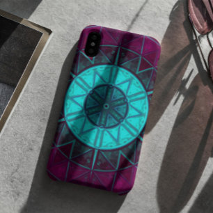 Capa Para iPhone 11 Mosaico Mandala Flor Azul e Roxo
