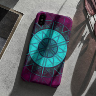 Capa Para iPhone 11 Mosaico Mandala Flor Azul e Roxo