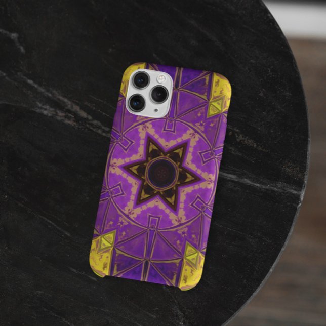 Capa Para iPhone 11 Mosaico Mandala Roxo e Amarelo (Criador carregado)
