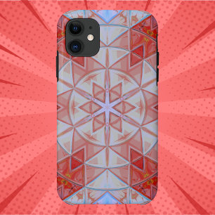 Capa Para iPhone 11 Mosaico Mandala Vermelho Branco e Azul