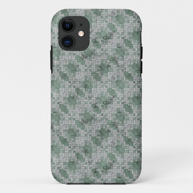 Capa Para iPhone 11 Mosaico Verde Grunge (Verso)