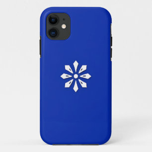 Capa Para iPhone 11 Motif Geométrico Branco no Plano de Fundo Azul