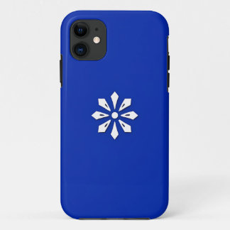 Capa Para iPhone 11 Motif Geométrico Branco no Plano de Fundo Azul