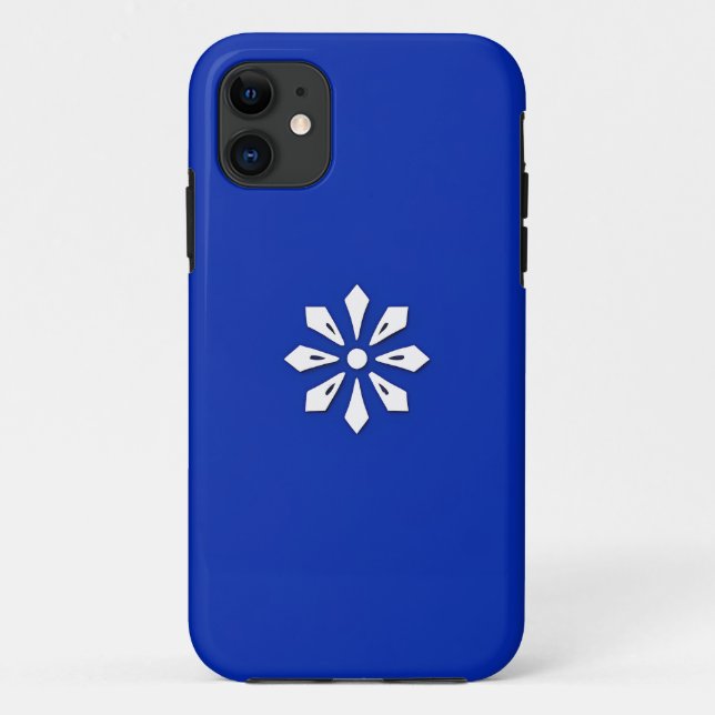 Capa Para iPhone 11 Motif Geométrico Branco no Plano de Fundo Azul (Verso)