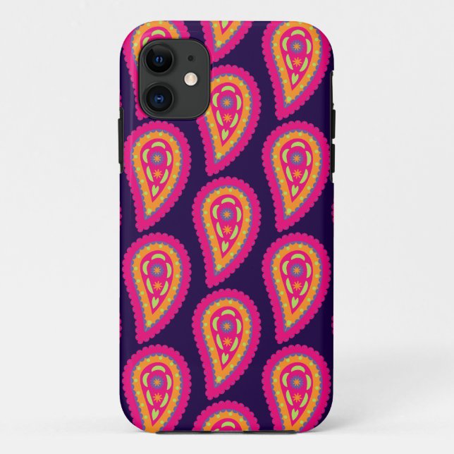 Capa Para iPhone 11 Motivo Floral Boho Rosa (Verso)