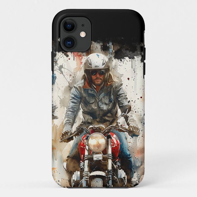 Capa Para iPhone 11 MotoBikers de desenho de aquarela (Verso)