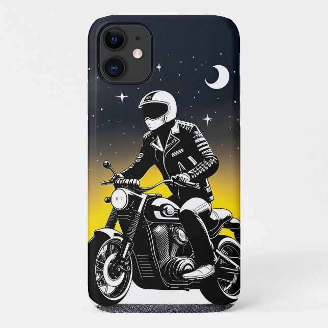 Capa Para iPhone 11 Motociclista Com Máscara Pilotando (Verso)