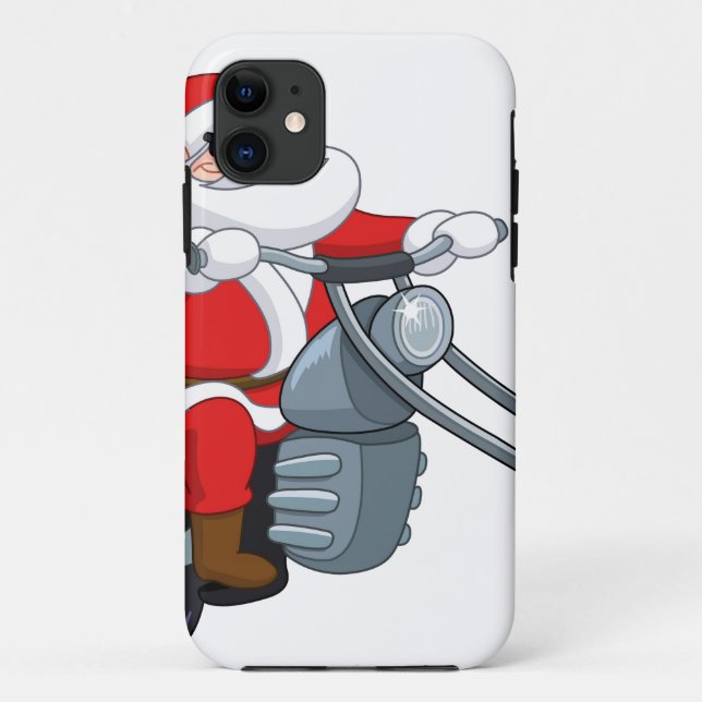 Capa Para iPhone 11 motociclista santa claus (Verso)